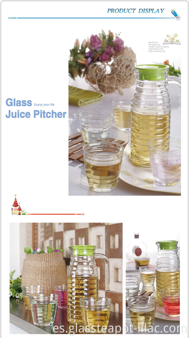Muestra GRATIS de lila 1000ml china wholesaleline jarra de vidrio en verre café frío / jarras de agua al aire libre para agua potable